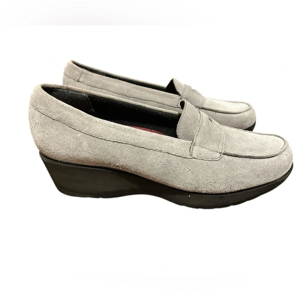 MUNRO Katie Wedge Penny Loafer Gray Suede Women’s Size 10 New without Box - Picture 2 of 5
